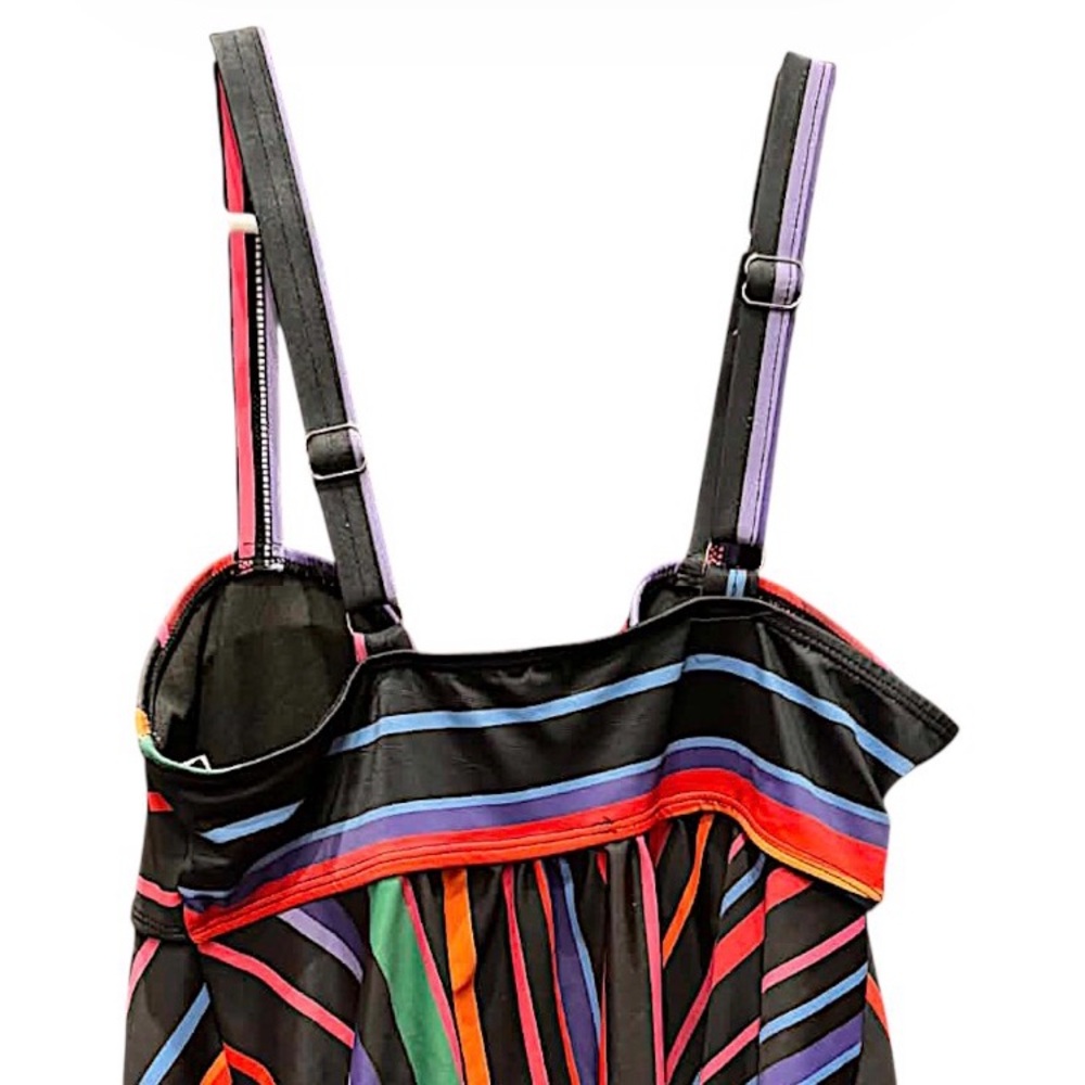 Bloomchic Tankini top Striped Multicolor Women's Top size 12 - Picture 5 of 5